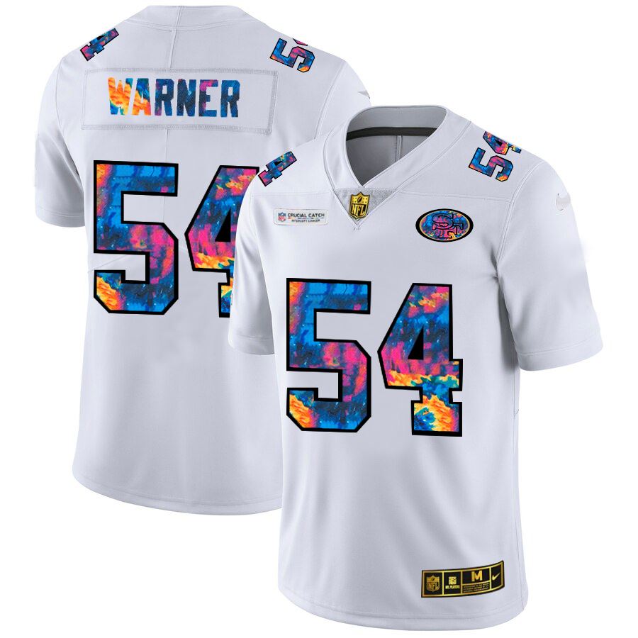Men's San Francisco 49ers #54 Fred Warner 2020 White Crucial Catch Limited Stitched Jersey